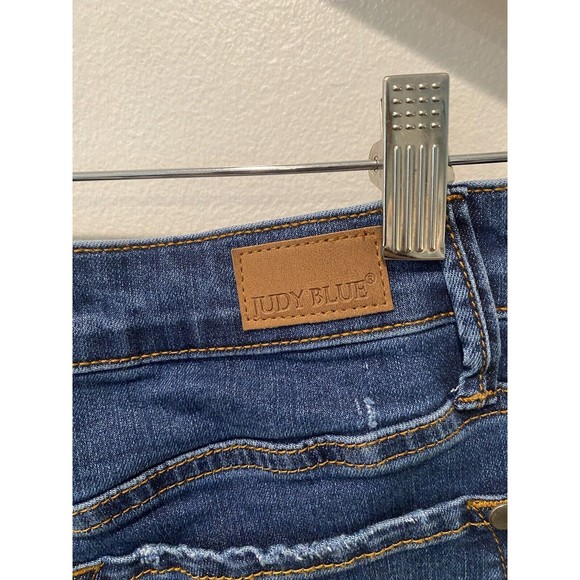Judy Blue Jeans Womens 11/30 Blue Denim Super Flare Leg High Rise Raw Hem - Picture 7 of 12